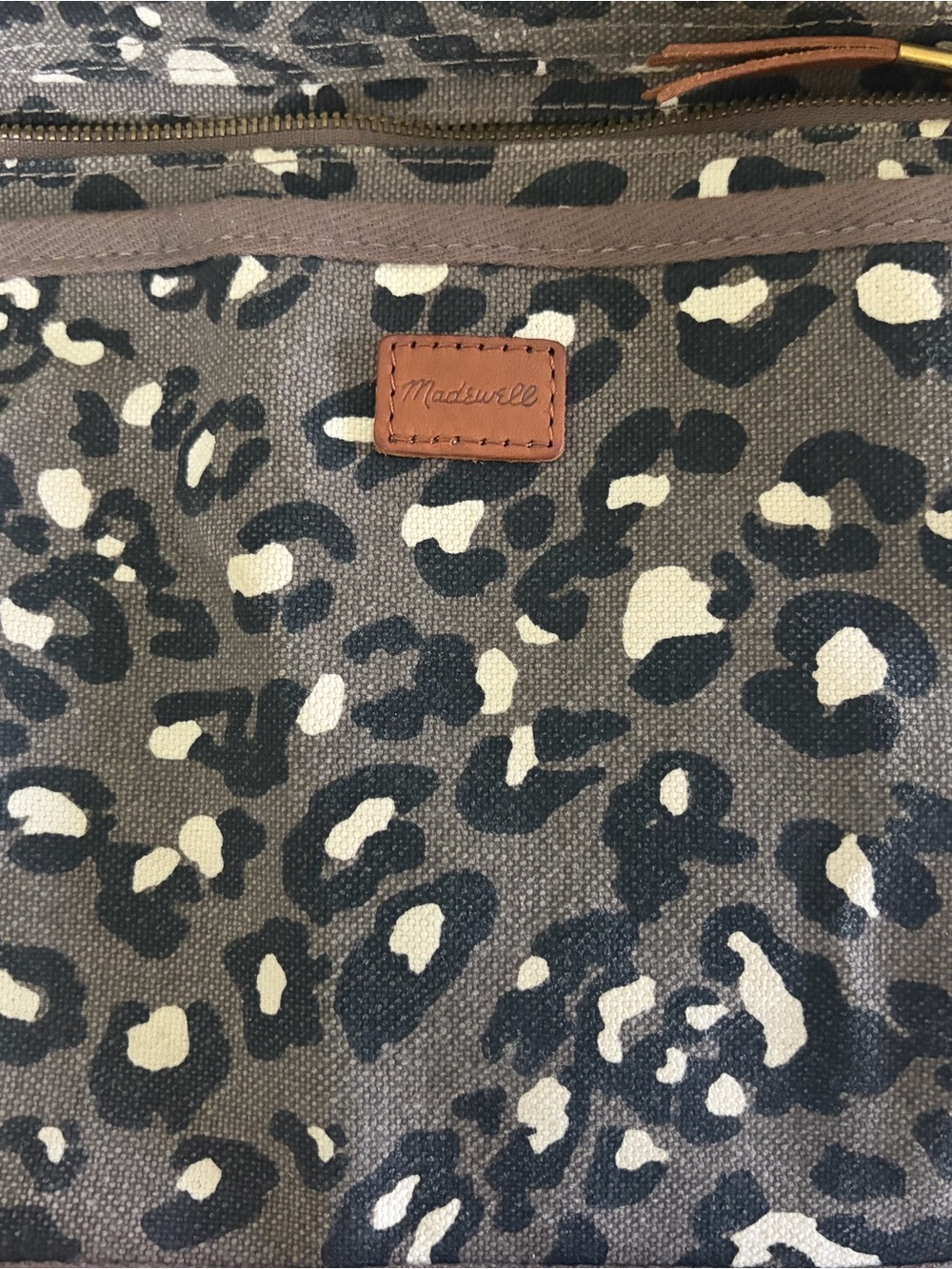 Madewell Leopard Print Canvas Tote with Brown Leather Straps - Picture 5 of 5